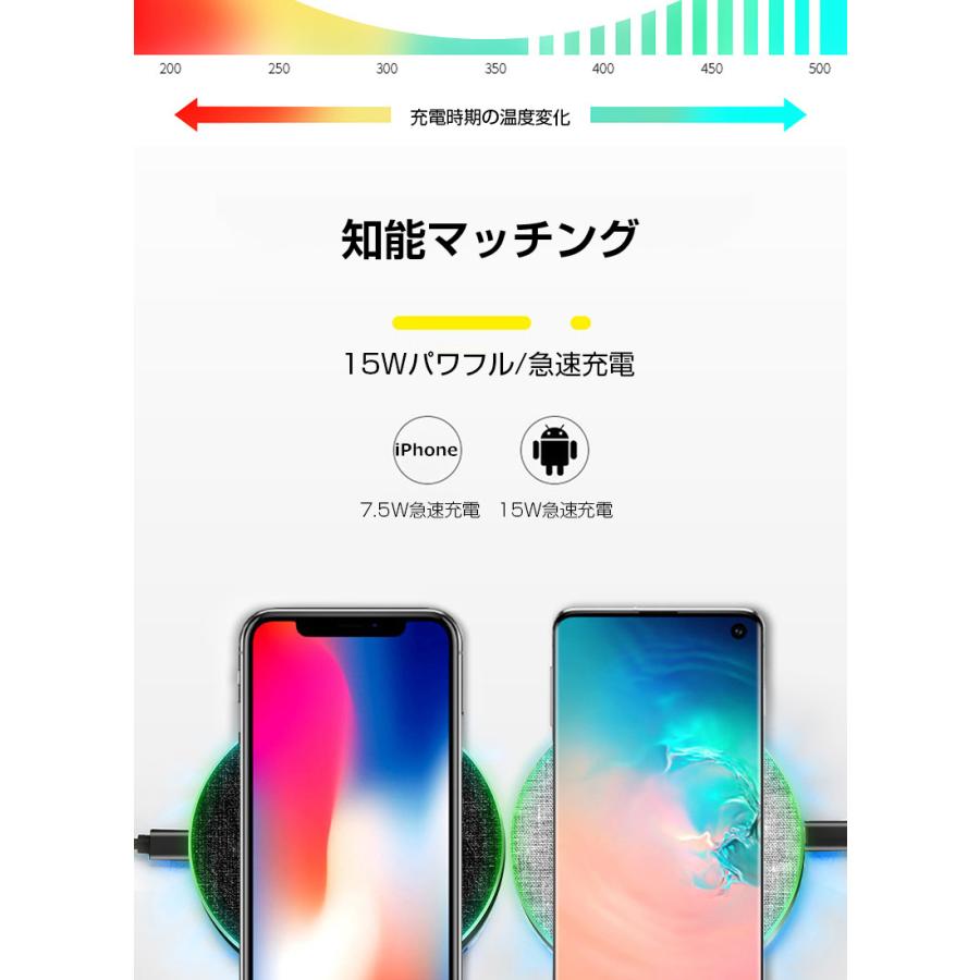 ワイヤレス充電器 充電プレート チー充電器 Qi認証 QI急速充電 置くだけ充電 電磁誘導式 iPhone 13シリーズ対応 知能マッチング 互換性抜群 8mm感応距離｜slub-shop｜12