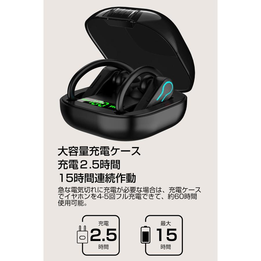 ワイヤレスヘッドセット Bluetooth5.1 両耳分離型 耳掛け スポーツ向け 両耳通話可 ノイズキャンセル 高音質 サラウンド 10ｍ通信距離｜slub-shop｜07