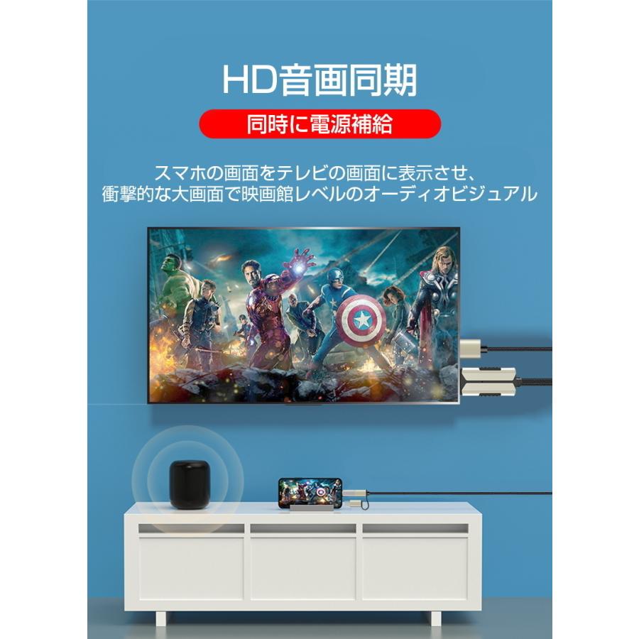 HDMIミラーリングケーブル ストリーミング端末 Micro/Type-C/Lightningコネクター付き HD画質 画音同期 おうち時間 遠隔授業【PL保険加入済み製品・安心】 |  | 10