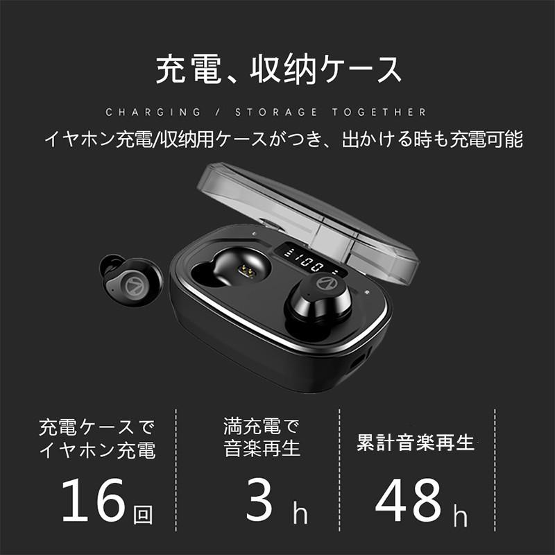 ワイヤレスイヤホン 5.0 Bluetooth5.0 IPX7防水 自動ペアリング 音量