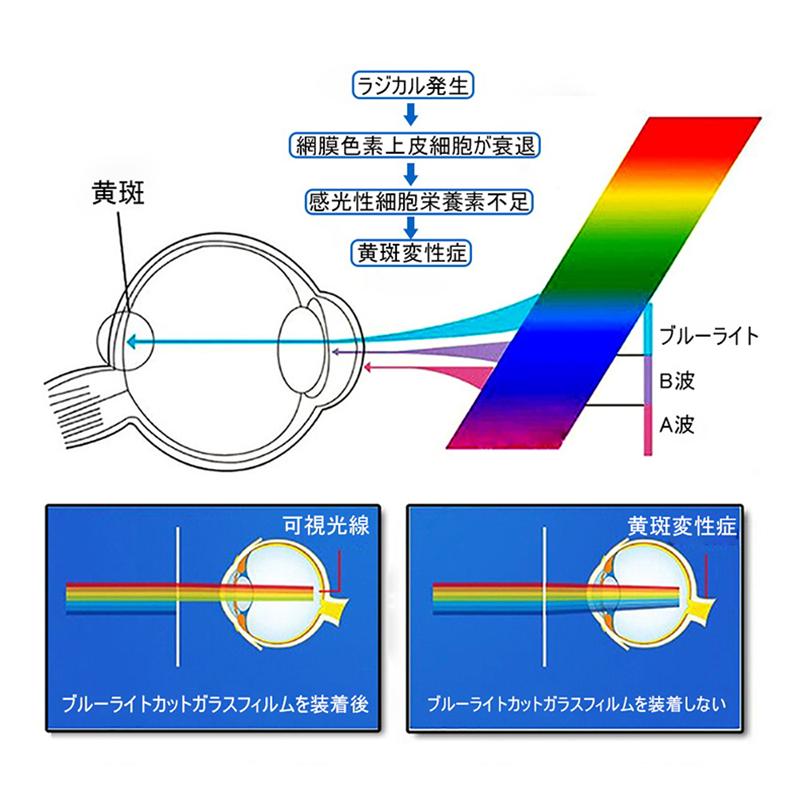 OPPO find X2 Pro ガラスフィルム ブルーライトカット 0.3mm auモバイル 極薄タイプ 指紋防止 高感度タッチ 撥水 疎油 OPG01 耐衝撃 強化ガラス保護シール｜slub-shop｜02