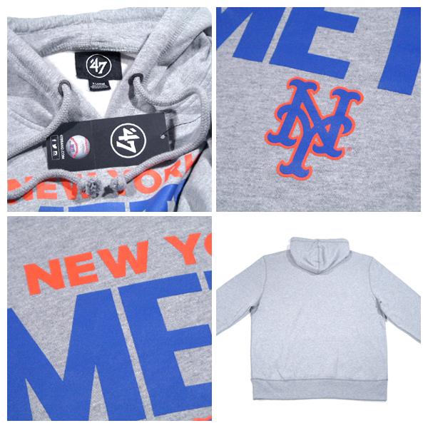 47 Brand【シンプルなスポーツ物の王道★太いロープのドローコード】MLB NEW YORK METS スウェット プルオーバー パーカー【グレー】新品 47ブランド メンズ | MLB | 01