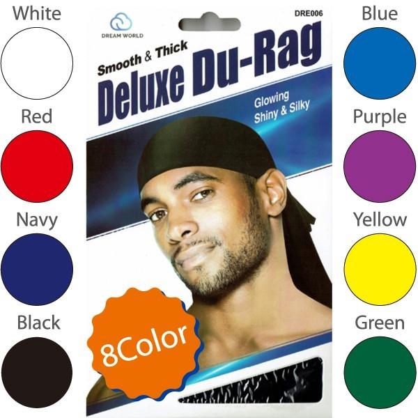 NO BRAND【全8色☆光沢のあるスムースタイプ】Deluxe Du-Rag【白赤紺黒