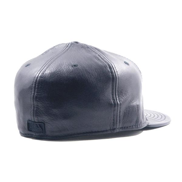 NEW ERA【本革★デッドストック★59FIFTY】MLB NEW YORK YANKEES レザー ベースボールキャップ【ネイビー 紺紺】新品 ニューエラ キャップ メンズ｜slyder｜02