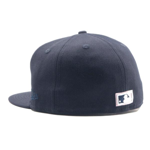 NEW ERA【ピンクバイザー★59FIFTY★通算27回のワールドシリーズ優勝サイドパッチ】MLB NEW YORK YANKEES ベースボールキャップ【ネイビー 紺】新品｜slyder｜02