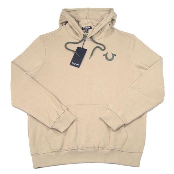 TRUE RELIGION【海外限定★発砲プリント★正面は蹄ロゴの刺繍】スウェット プルオーバー パーカー【サンドベージュ】新品 トゥルーレリジョン メンズ セレブ_1
