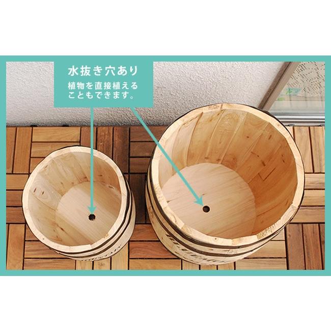木製樽 2個組 コーヒー樽 プランター 植木鉢 収納ボックス 大小セット