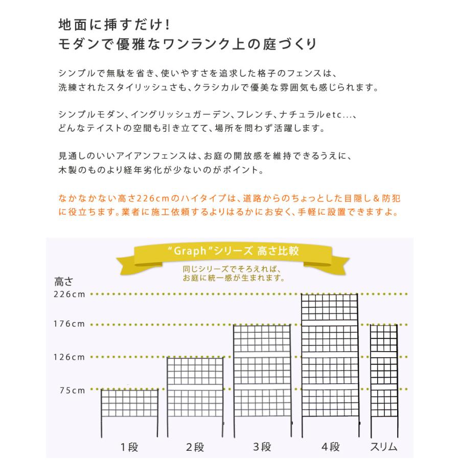 アイアンフェンス 高さ 226cm フェンス ガーデンフェンス おしゃれ diy 庭 柵 鉄製 外構 ローズフェンス｜smack-zakka｜02