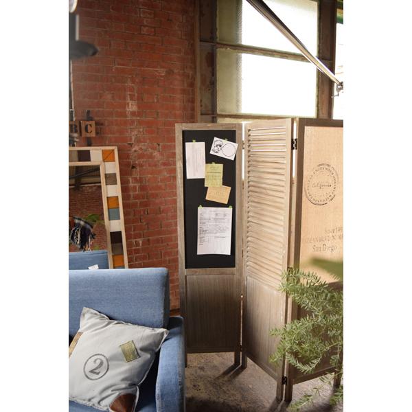 パーテーション 木製 北欧 黒板付き 間仕切り スクリーン 3連 衝立