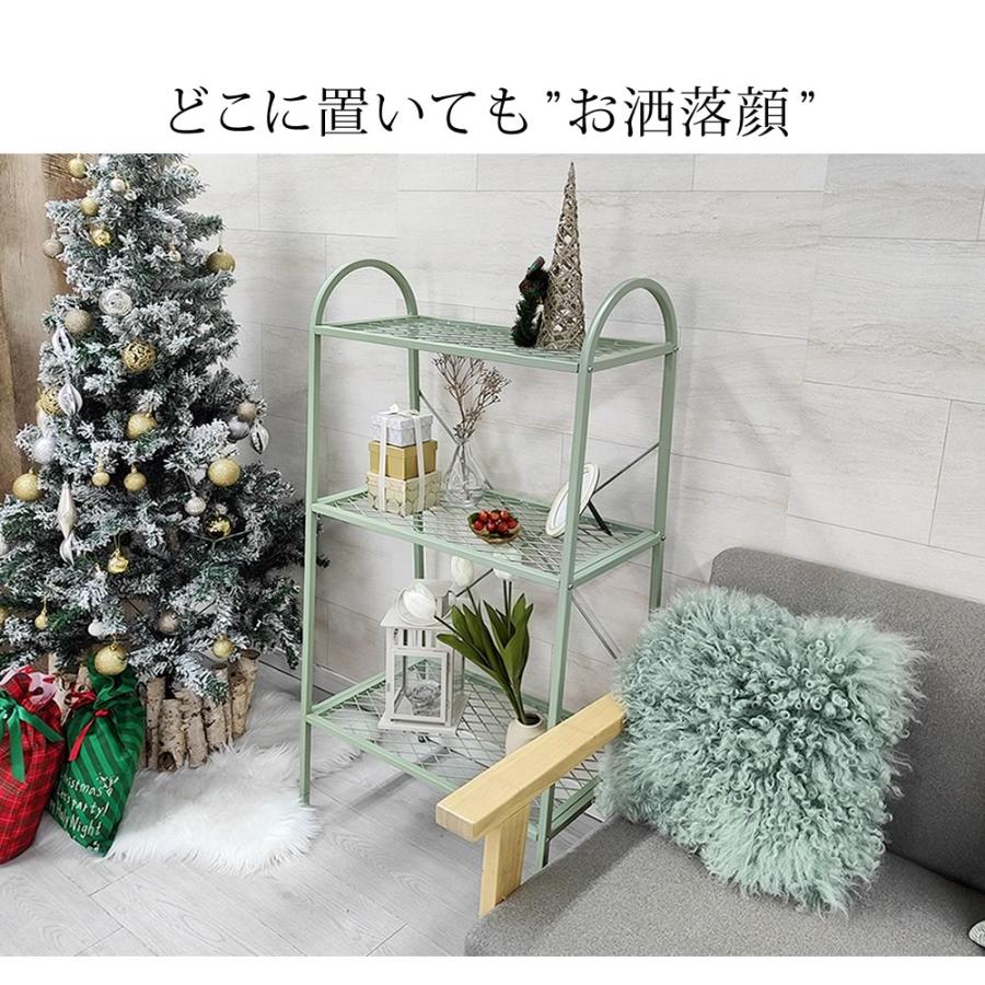 スチールラック 3段 アイアンメッシュ おしゃれ 収納棚 オープンラック