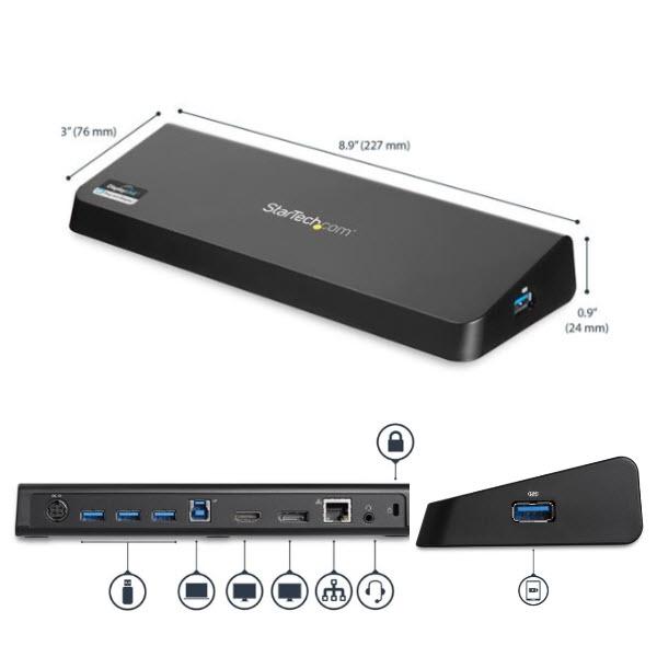 StarTech.com [USB3DOCKHDPC] USB3.0接続ドッキングステーション Mac/Windows対応 デュアルモニタ対応 4K DisplayPort & HDMI 急速充電ポート｜smafy