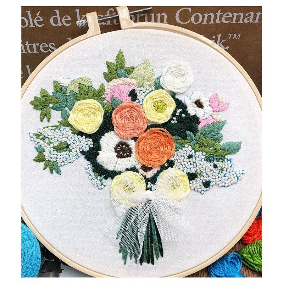 クロスステッチキット 初心者 図案 刺繍キット アートパネル 花 フランス刺しゅう キット 初心者 簡単 立体な刺繍へ花柄 刺繍枠 刺繍 手芸キット｜smagenshop｜10