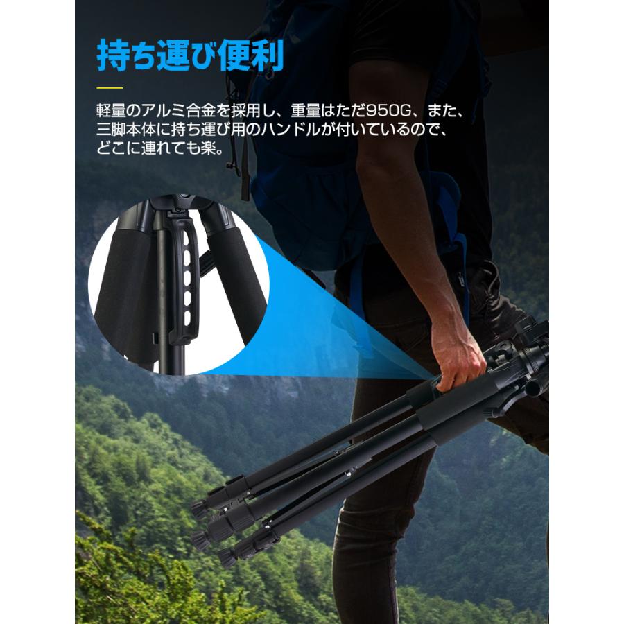 自撮り棒 三脚 三脚付き ビデオカメラ三脚 スマホ三脚 カメラ用 スマホ用 3Way 雲台 軽量 アルミ製 コンパクト 3段階 クイックシュー式 折り畳み式 収納袋付き｜smahoservic｜15