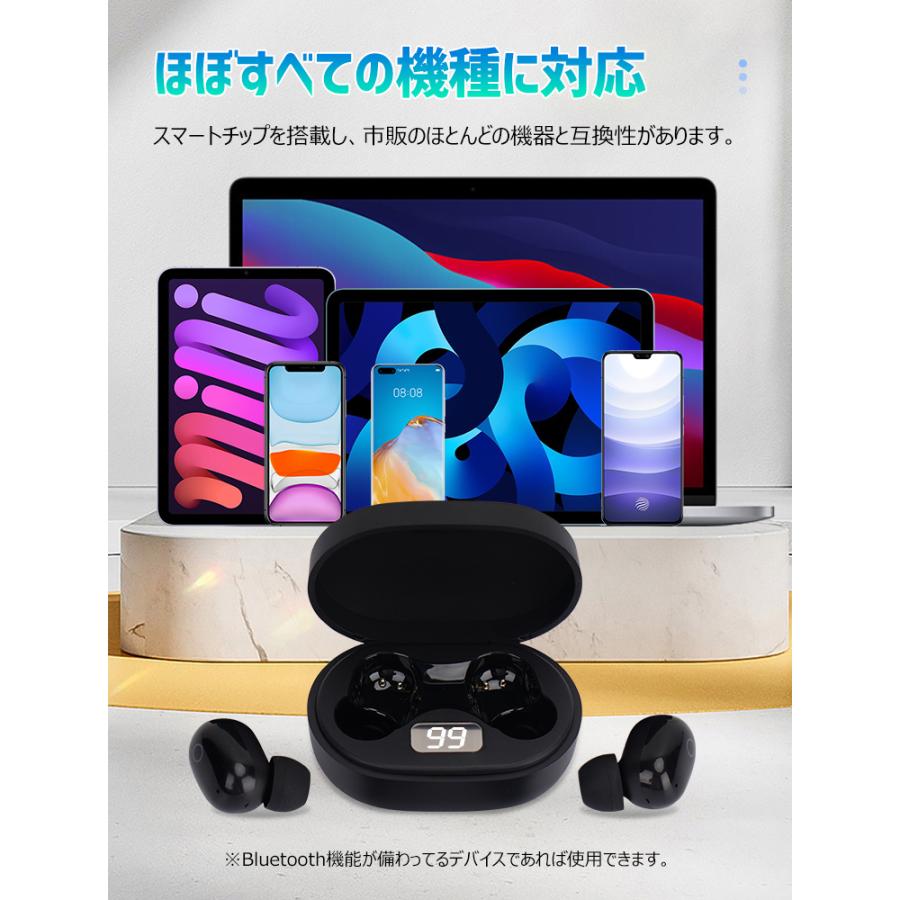 Bluetooth5.3 ワイヤレスイヤホン 小型軽量 ブルートゥースイヤホン Hi-Fi高音質 イヤホン SBC/Siri対応 LEDディスプレイ電量表示｜smahoservic｜18