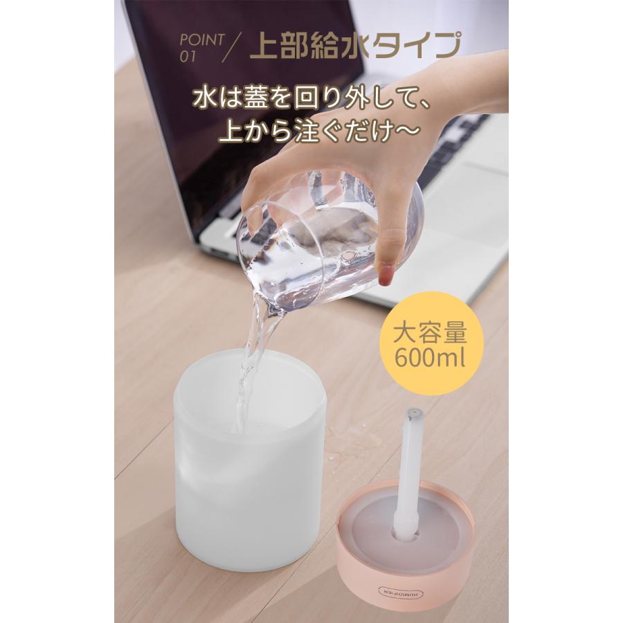 2,580円→1,680円12時間特売】加湿器 卓上 600ml 上から給水 超音波式