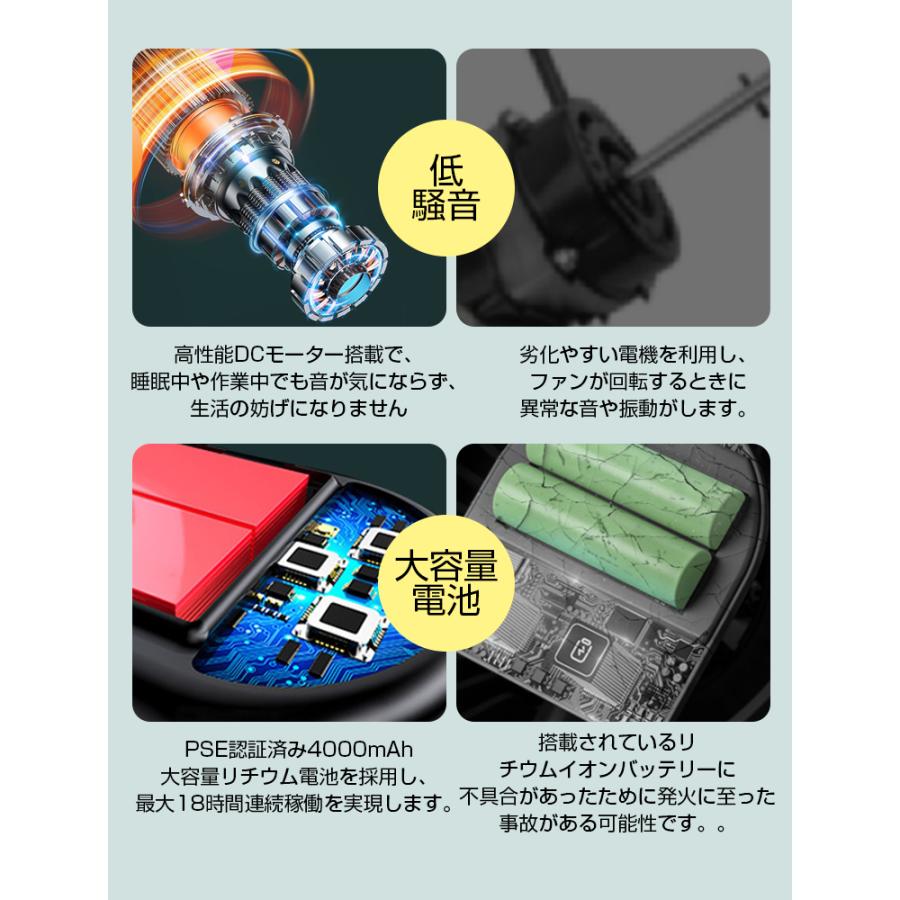 ベビーカー 扇風機 18時間連続使用 卓上扇風機 首振り 強力 静音 ハンディファン 携帯扇風機 車載 クリップ ハンディ ミニ  チャイルドシート 節電｜smahoservic｜08