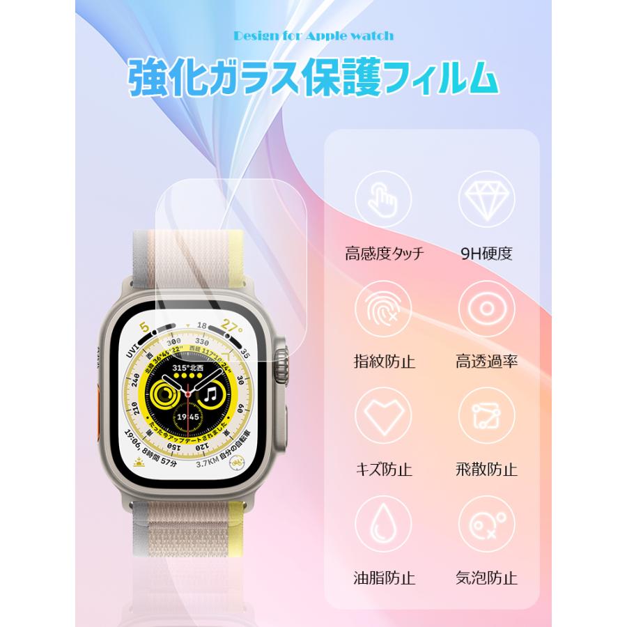 Apple Watch Ultra ガラスフィルム 保護フィルム 強化ガラス 硬度9H 衝撃吸収 高透過率 指紋防止 防水 自動吸着 気泡防止 Apple Watch Ultra フィルム | L&Lスマホサービス | 01