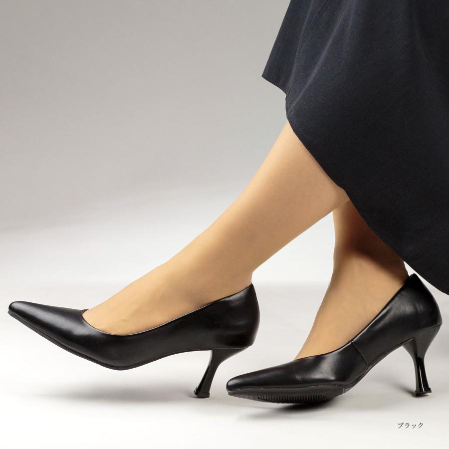 パンプス 歩きやすい 走れる 痛くない 3E 幅広 柔らかい 低反発 美脚 7cmヒール ハイヒール ポインテッドトゥ ブラック ベージュ エナメル スエード レディース | S-MAKE | 12