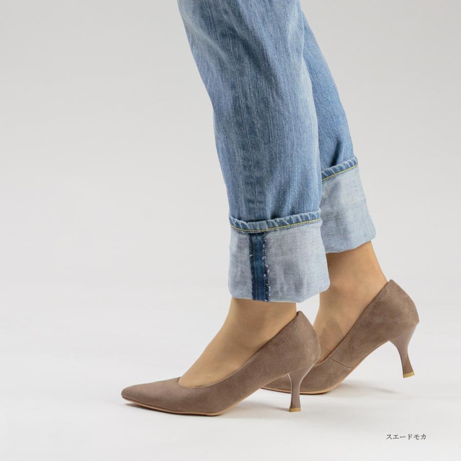 パンプス 歩きやすい 走れる 痛くない 3E 幅広 柔らかい 低反発 美脚 7cmヒール ハイヒール ポインテッドトゥ ブラック ベージュ エナメル スエード レディース | S-MAKE | 21