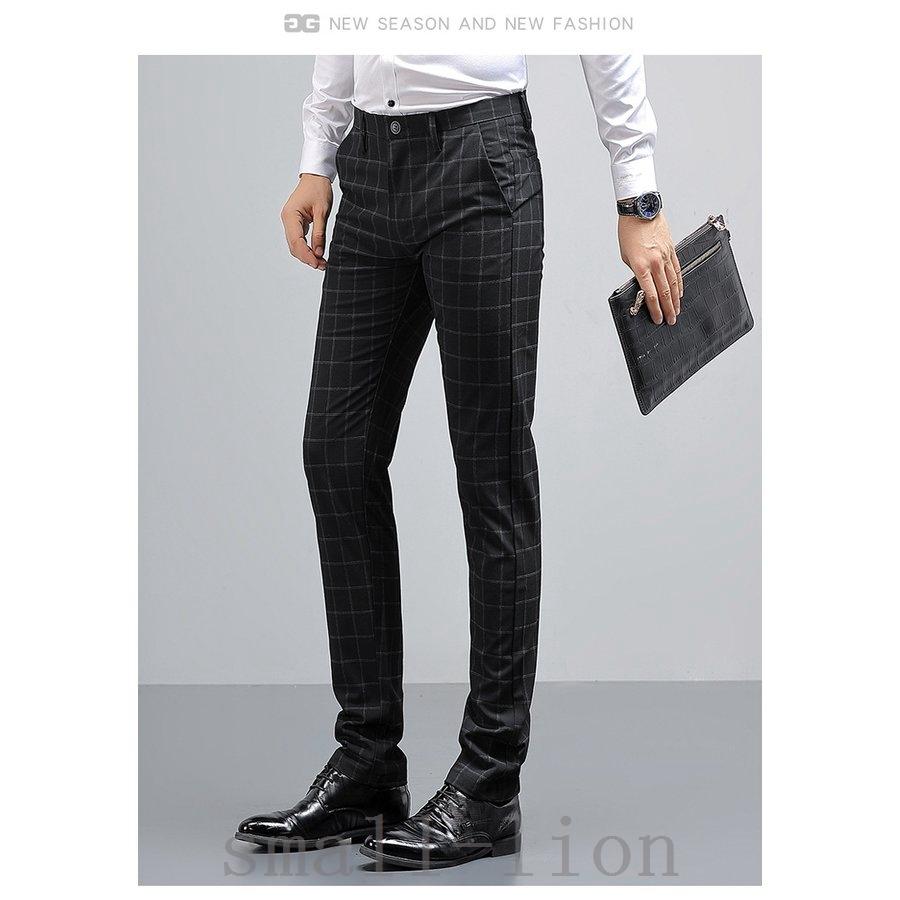 １着でも送料無料 ボトムス パンツ スラックスメンズ夏用クールビズビジネス洗える チェック柄スラックスメンズ夏用ビジネスクールビズスリム洗える清涼素材美脚細身ワンタック涼しい洗える商品 Ism Com Ge