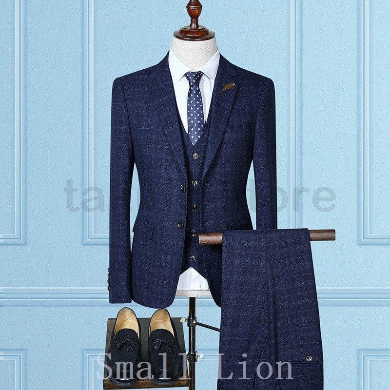 低価格 春夏3ピーススーツスーツメンズスリーピーススーツチェック柄1つボタン紳士服ビジネスメンズスーツフォーマルスーツ就活卒業式パーティー メンズファッション Sma ファッション スーツ フォーマル ちいさなライオン 当店売れ筋