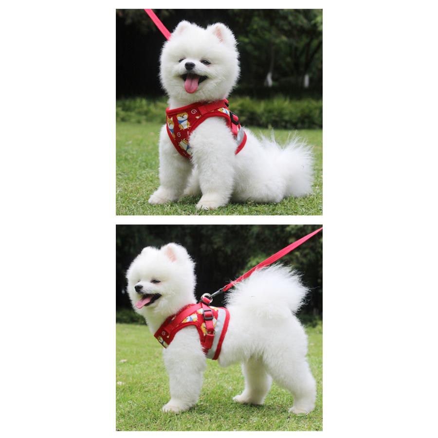 犬服 ハーネス 犬ハーネス ハーネスリード 1 5mリード 犬用 小型犬 中型犬 ペットハーネス 脱げない ベスト 柴犬柄 かわいい Sf Sf Store 通販 Yahoo ショッピング