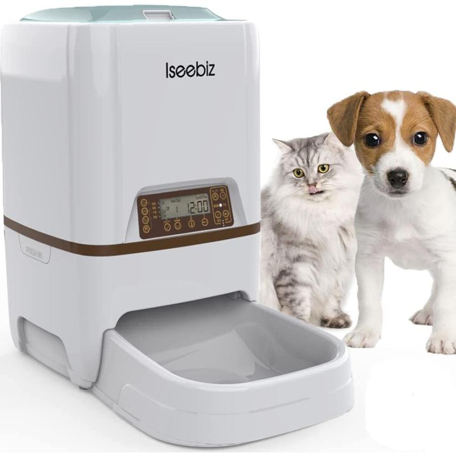 自動給餌器 Iseebiz 猫 犬用ペット自動餌やり機 5l大容量 1日4食で最大日連続自動給餌 タイマー式 録音可 水洗い可能 猫 犬 うさぎな その他食器 餌やり 水やり用品 Vest Doctum Edu Br