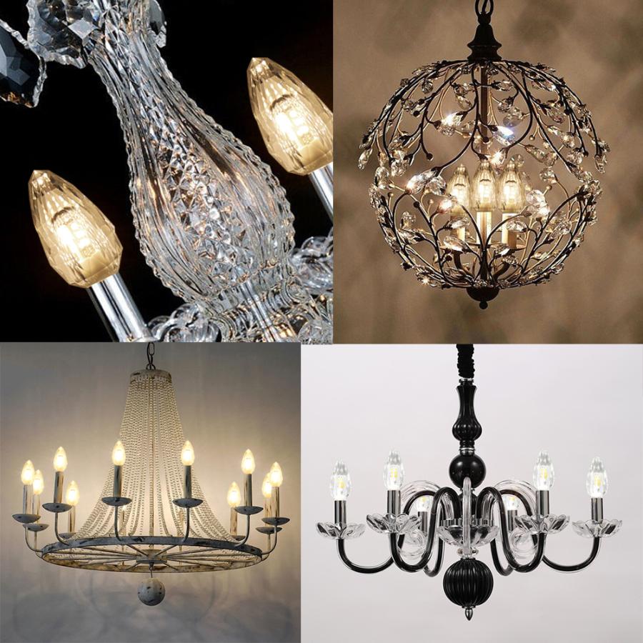 LEDシャンデリア電球 3個セット クリスタルタイプ 40W形相当 E17 E12