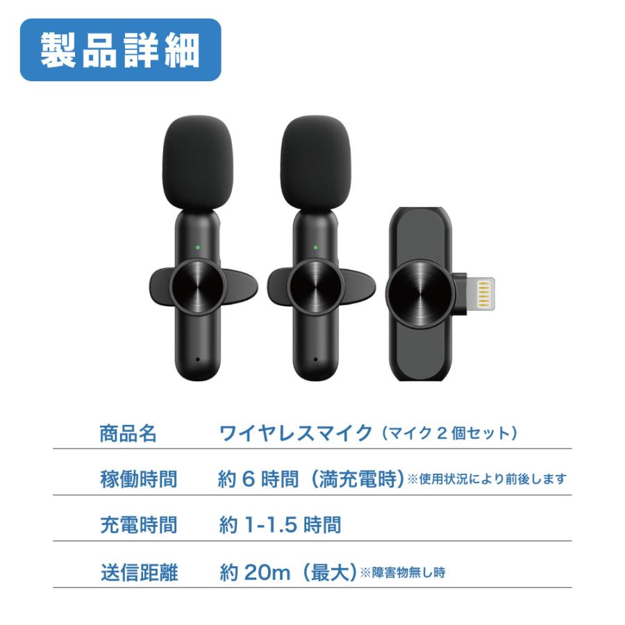 マイク2個セット Smaly（スマリー） 【2個セット】クリップ式 ワイヤレスマイク スマホ