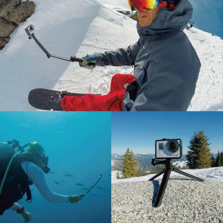 自撮り棒 GoPro ゴープロ セルカ棒 自撮り アクセサリー hero9 hero7 hero8 hero10  3Way スマホ iPhone android 三脚付き アクションカメラ｜smaly｜06