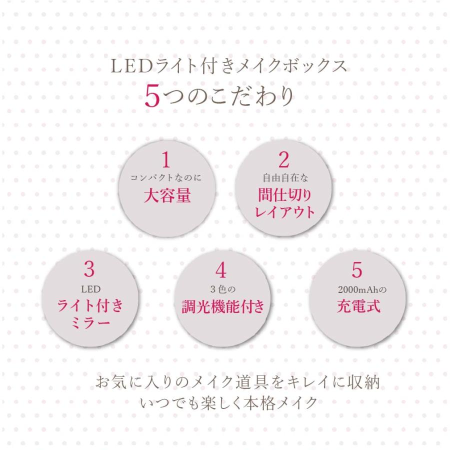 Smaly（スマリー） メイクボックス LEDライト 大容量 間仕切り自由 3