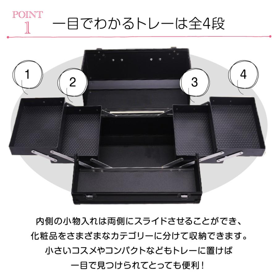 プロ仕様 コスメボックス 両側スライドトレー 全4段 メイク プロ仕様 コスメボックス 両側スライドトレー 全4段 メイク