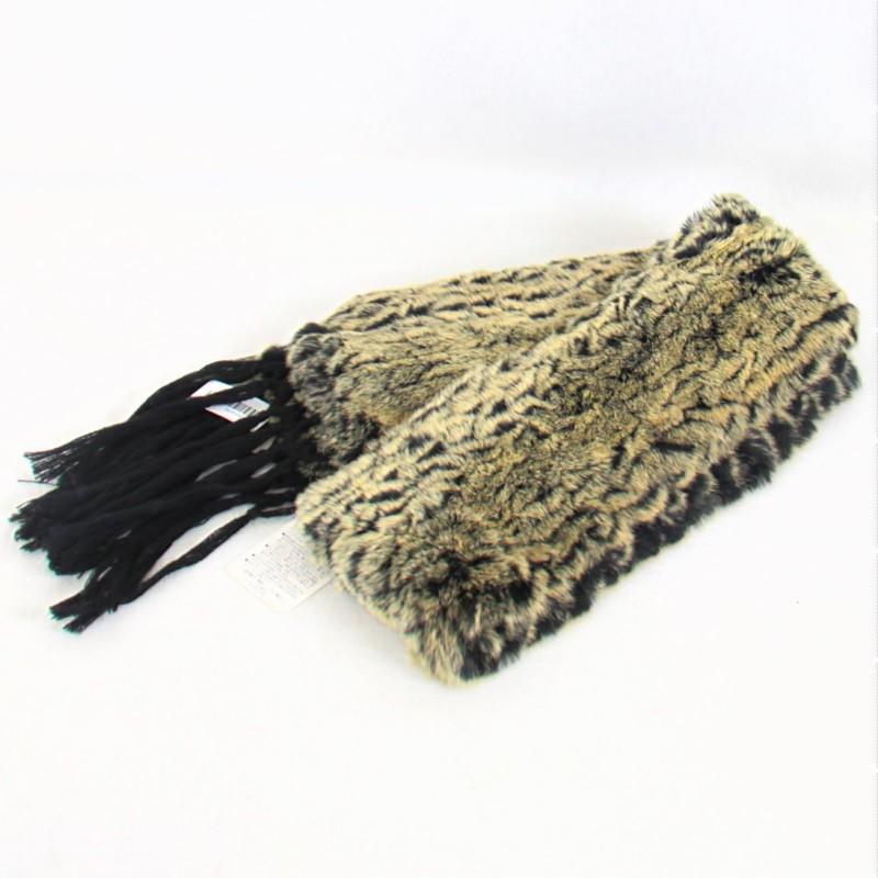 毛皮/レッキス ラビット ロングマフラー 編み込み デザイン