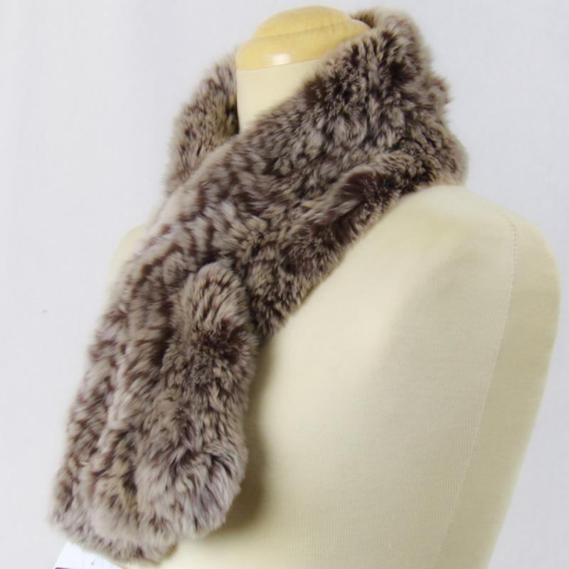毛皮 /レッキス ラビット マフラー チョーカー 編み込み デザイン