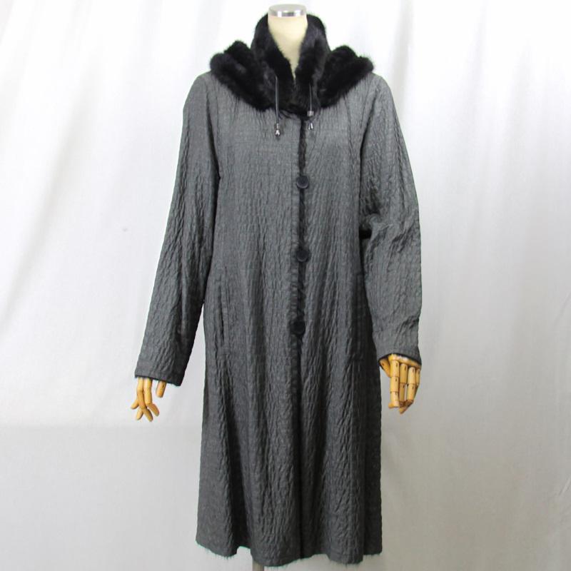 毛皮/ミンク/ポリ＆ナイロン/リバーシブル フード付 リアルファー