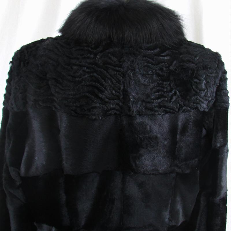 毛皮/ラパン/フォックス/シェアードラビット 艶やかで美しい！シェアードファーフォックスカラーコート リアルファー レディース