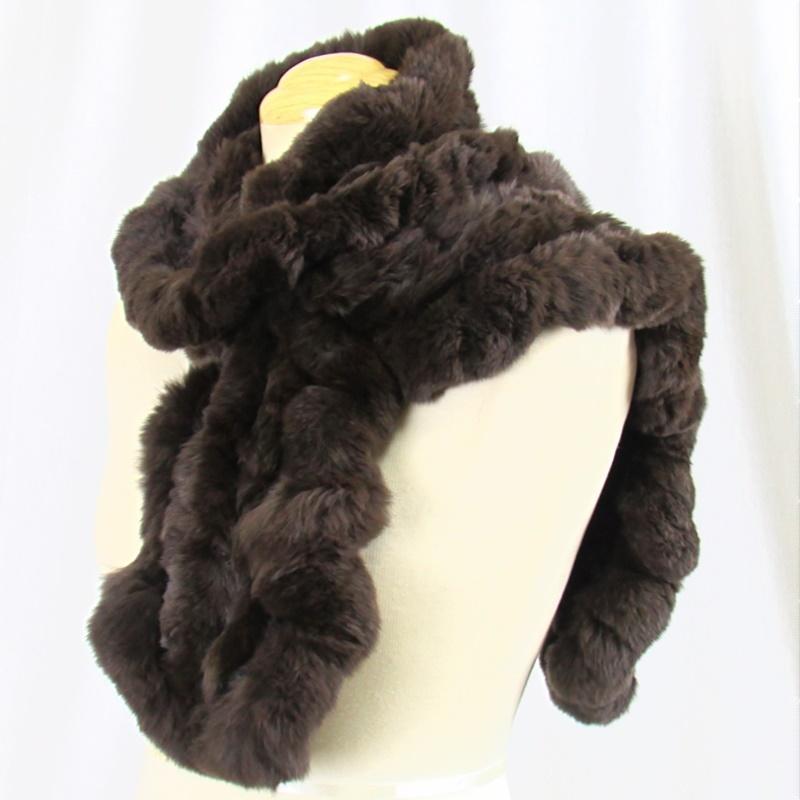 毛皮/レッキス ラビット フリル マフラー 編み込み リアルファー レディース 　バーゲンセール　アウトレット『クリックポスト』のご選択で配送料無料 |  | 03
