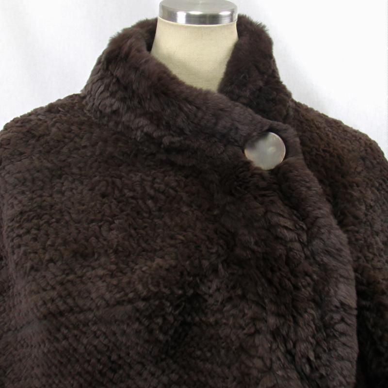 ダークグレー ファー ケープコート レッキス ラビット 毛皮 ダークグレー ファー ケープコート レッキス ラビット 毛皮 毛皮