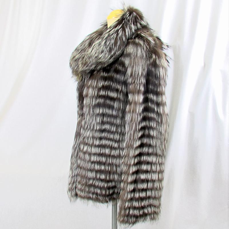 毛皮/シルバーフォックス/シルク（100％）リバー−シブル リアルファー