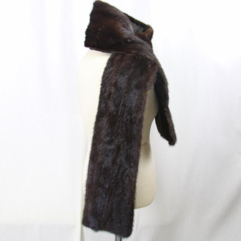 毛皮/ミンク/ファー ブラウンミンク ロングマフラー リアルファー  