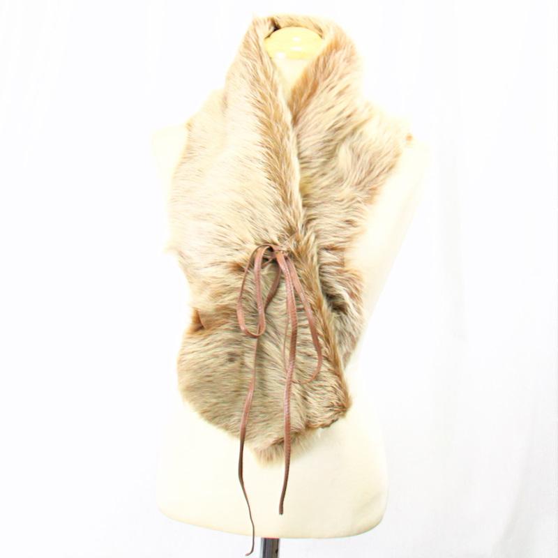 美品◎ブランカ　リアルムートンベスト　ショールカラー　イタリア製　キャメル　ラム 毛皮/ムートン/羊/ムートン（羊）ショール マフラー 1枚仕立て リアル