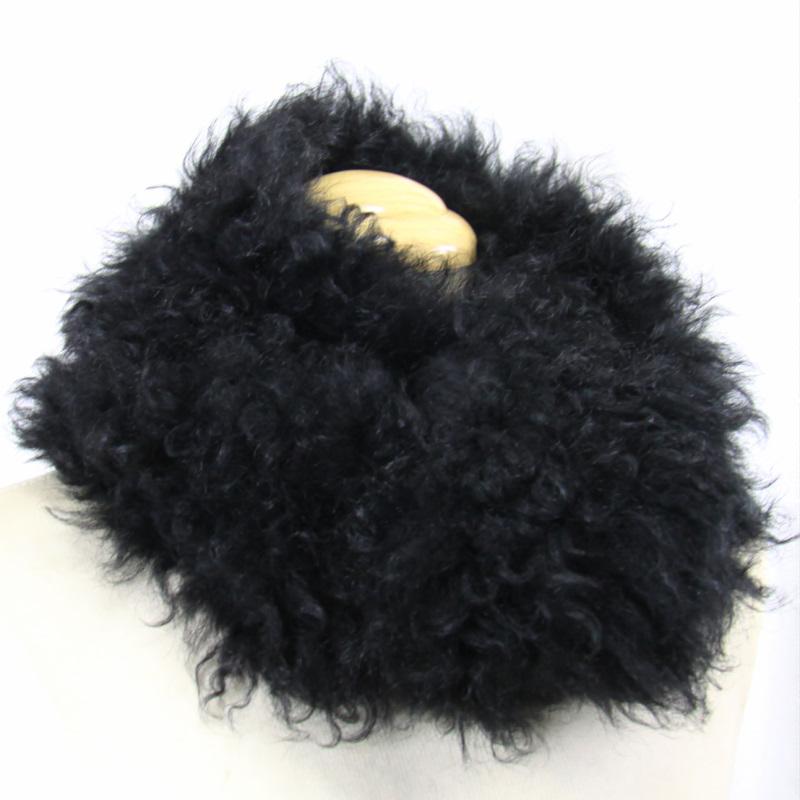 毛皮 クルクル可愛い！カルガンラム ニッティング ロングスヌード