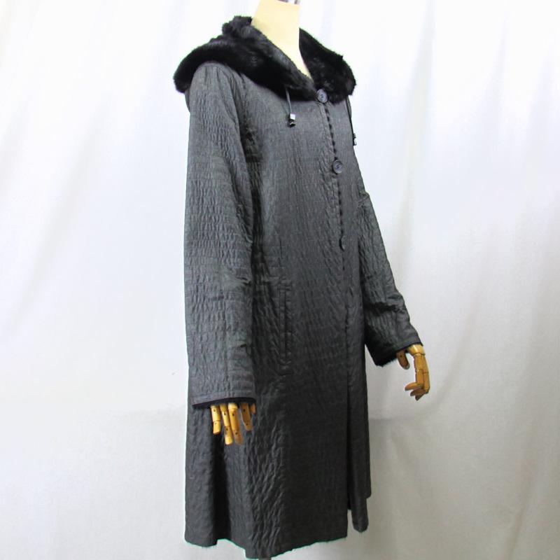 牛革　ミンク　リバーシブルコート 毛皮/ミンク/ポリ＆ナイロン/リバーシブル フード付 リアルファー