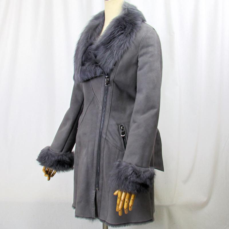 美品✨リアルムートンコート フーデッドコート フォックスファー 羊革 Y2K ムートンコート フード付き フォックス ファー トリミング/リアル