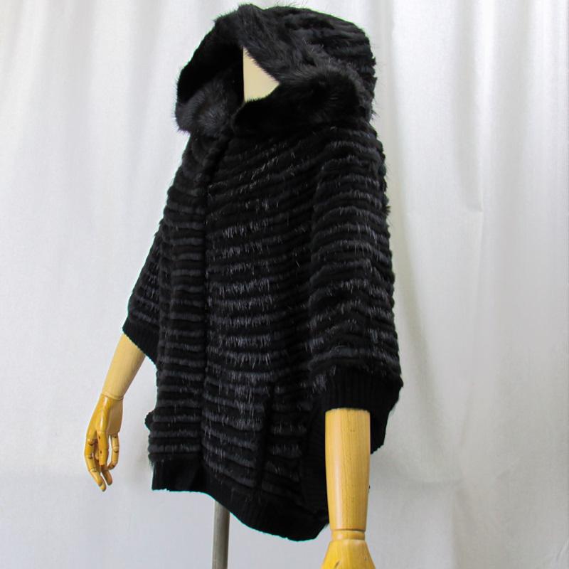 ヌートリア/ミンク/リアルファー/毛皮 ケープ ジャケット フード付