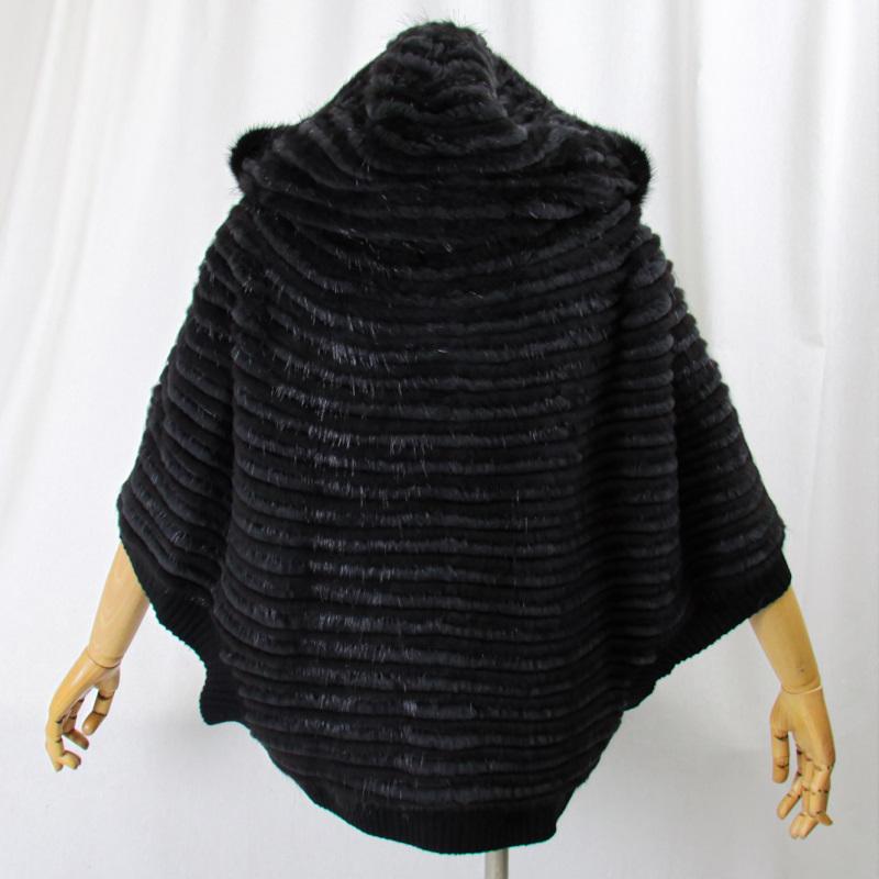 ヌートリア/ミンク/リアルファー/毛皮 ケープ ジャケット フード付