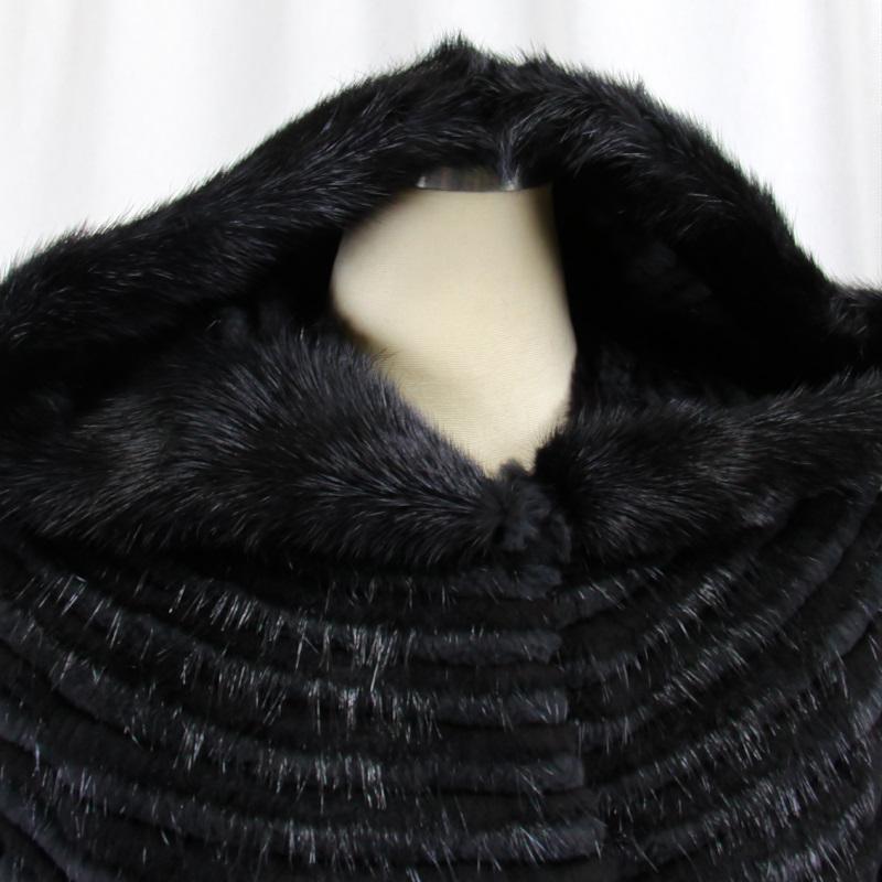 ヌートリア/ミンク/リアルファー/毛皮 ケープ ジャケット フード付