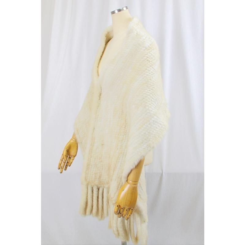 パールミンク　大判ケープ　ポンチョ　リアルファー　本毛皮　毛並み◎ なめし柔らか パールミンク 大判ケープ ポンチョ リアルファー 本毛皮 毛並み