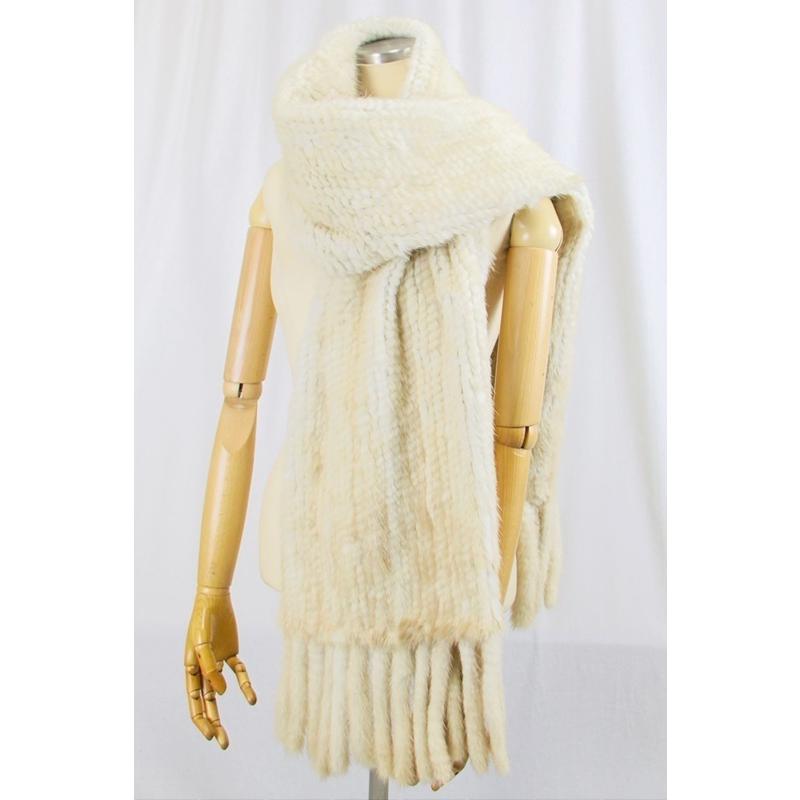 毛皮/パールミンク/編み込み/ストール/ショール ミンク 幅40cm