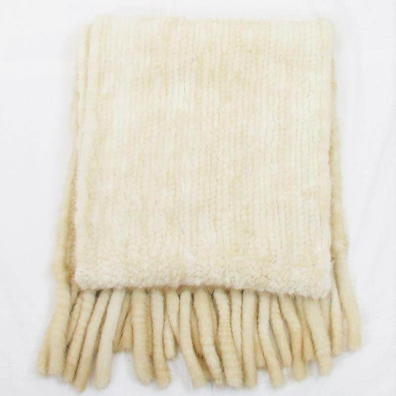 毛皮/パールミンク/編み込み/ストール/ショール ミンク 幅40cm大判  